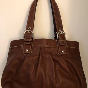 Coach Soho Pleated Brown Leather large Business Tote